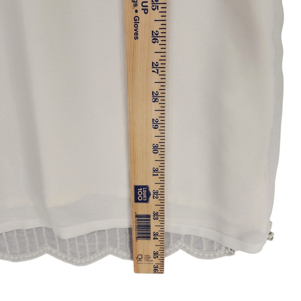 Romeo & Juliet Couture Beaded Sheath Dress sz M Women Mini Cream Pearls Cocktail - Picture 6 of 11